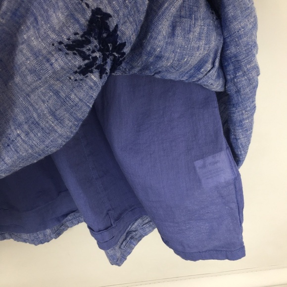 Anthropologie Roller Rabbit Mini Dress Embroidered Linen Blue Sleeveless Size XS - Picture 9 of 16